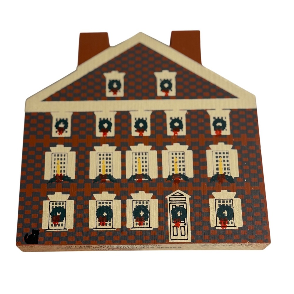 VTG The Cats Meow Village Graff House Philadelphia Christmas Series 1988 Wood